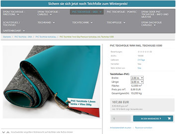 Artikel-Infoseite Shopsystem teichfolie-fachshop